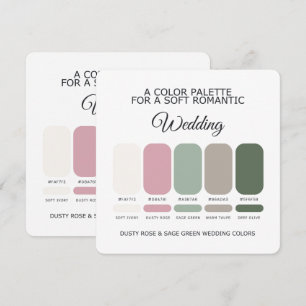 Cartão de Paleta de Cores de Casamento Rosa Empoei