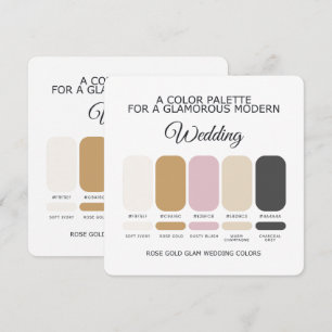 Cartão de Paleta de Cores de Casamento Rose Gold