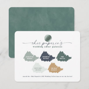 Cartão de Paleta de Cores de Casamento Verde Navy