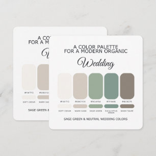 Cartão de Paleta de Cores de Casamento Verde Salvi