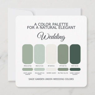 Cartão de Paleta de Cores de Casamento Verde Salvi