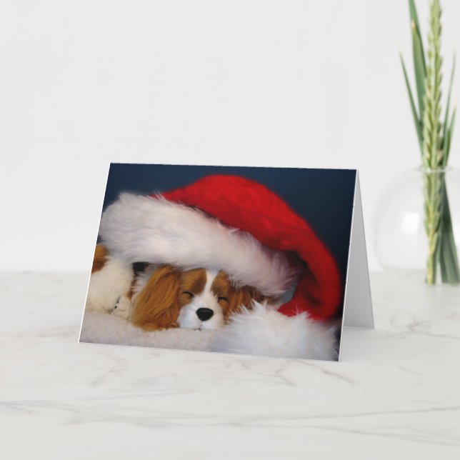 Cartão de Papai noel Cavalier King Charles Blenhei (Frente)