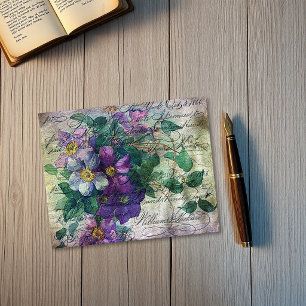 Cartão de papel cartão com videira Clematis e escr