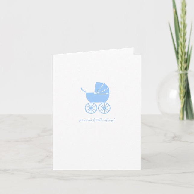 Cartão de Parabéns Chá de Bebê Carrinho Azul (Frente)