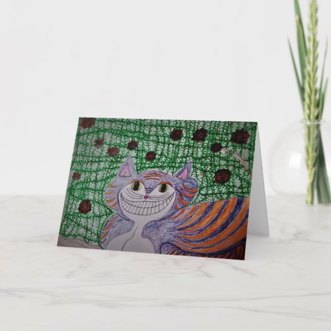 Cartão de Parabéns "Cheshire Cat" (Frente)