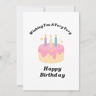 Cartão de Parabéns com Bolo de Aniversário Alegre