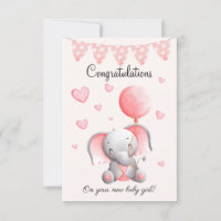 Cartão de parabéns de bebê elefante bonito
