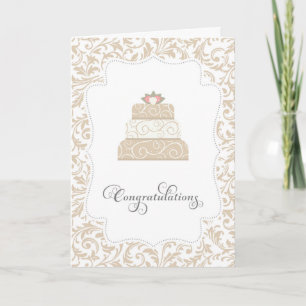 Cartão de Parabéns de Bolo de Casamento Elegante