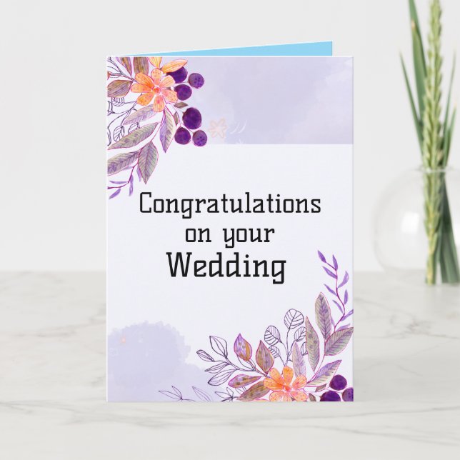 Cartão de Parabéns de Casamento Elegante (Frente)