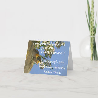 cartão de parabéns de diversão para bebês gêmeos