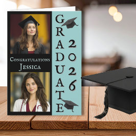 Cartão de Parabéns de Formatura com Duas Fotos