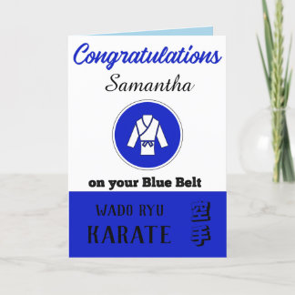 Cartão de Parabéns de promoção do Karate Blue Belt
