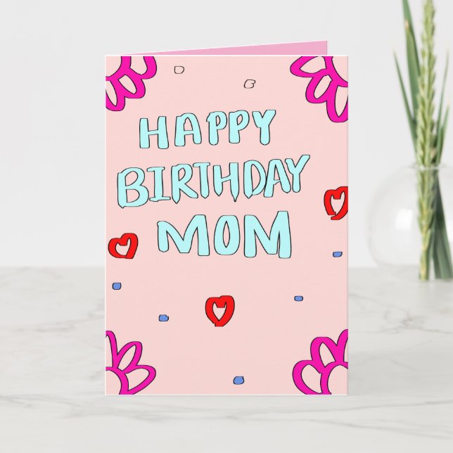 Cartão de parabéns Mamãe rosa Feliz aniversário (Frente)