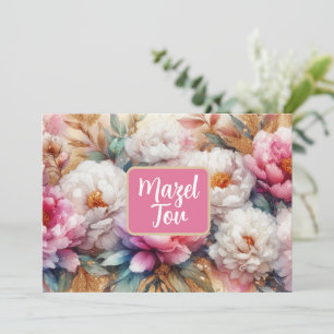Cartão de Parabéns Mazel Tov, Aquarela Floral,