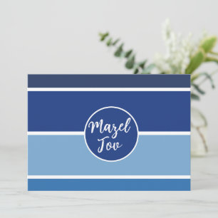 Cartão de Parabéns Mazel Tov, Azul Marinho Branco