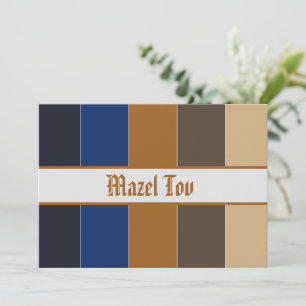 Cartão de Parabéns Mazel Tov, Bege Marrom Azul