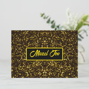 Cartão de Parabéns Mazel Tov, Brilho Preto Dourado