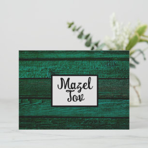 Cartão de Parabéns Mazel Tov, Madeira Verde, Rústi