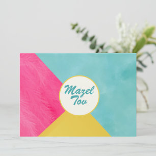 Cartão de Parabéns Mazel Tov, Rosa Verde Amarelo,