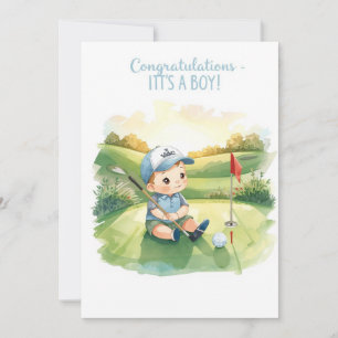 Cartão de Parabéns pelo Golfe É um Menino Bebê G