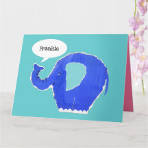 Cartão de Parabéns Personalizado Elefante Fofo de 