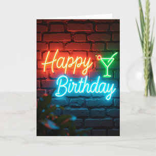 Cartão de Parede de Aniversário Neon