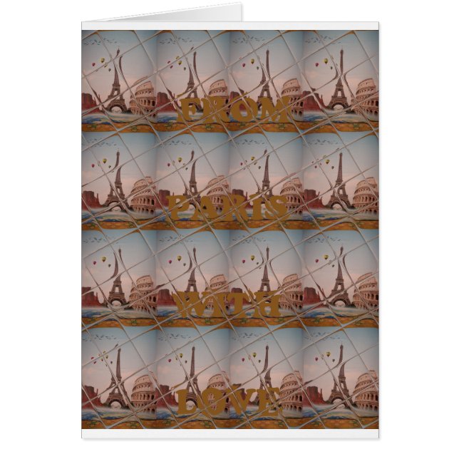 Cartão De Paris com amor a cores azuis (Frente)