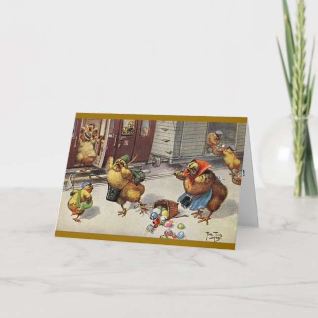Cartão de Páscoa Arthur Thiele - Pintinhos que cap (Frente)
