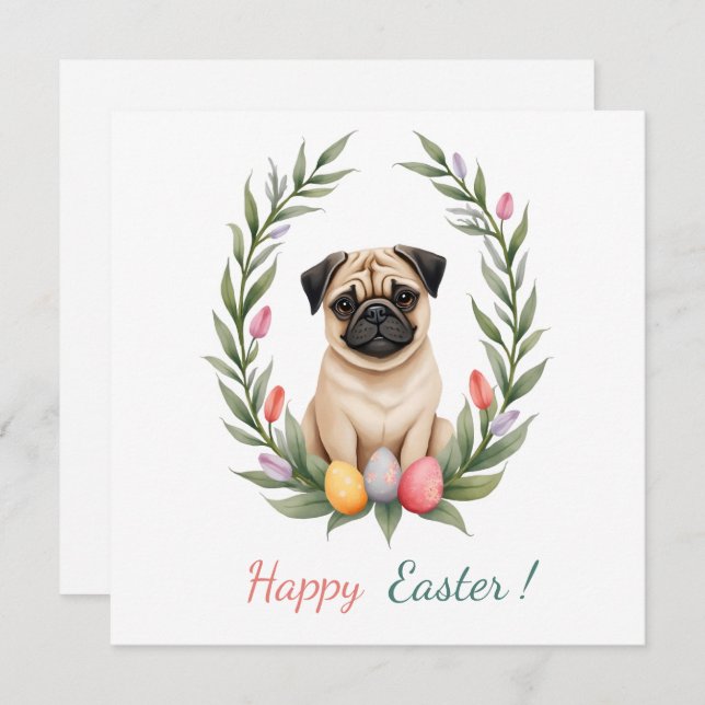 Cartão de páscoa com a fotografia de um cão (Frente/Verso)