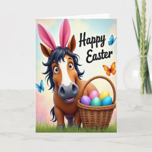 Cartão de Páscoa com Cavalo na Primavera