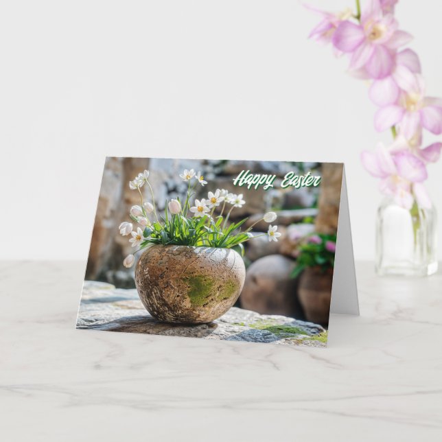 Cartão de Páscoa com Flores da Primavera Branca (Orquídea)