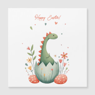 Cartão de páscoa com um dinossauro em cores pastos