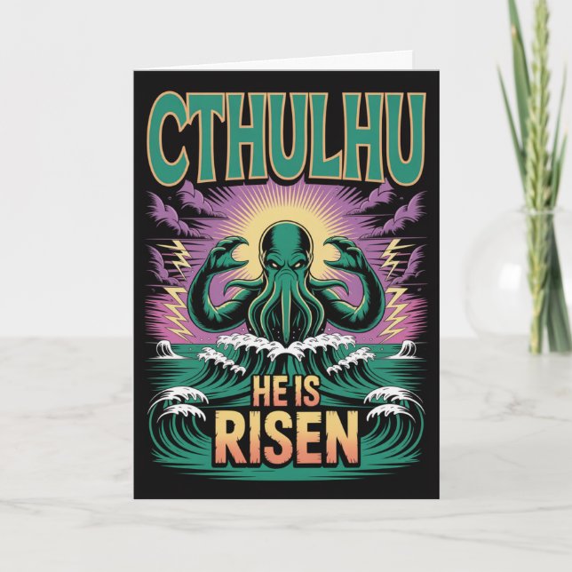 Cartão de Páscoa Cthulhu Ressuscitou (Frente)