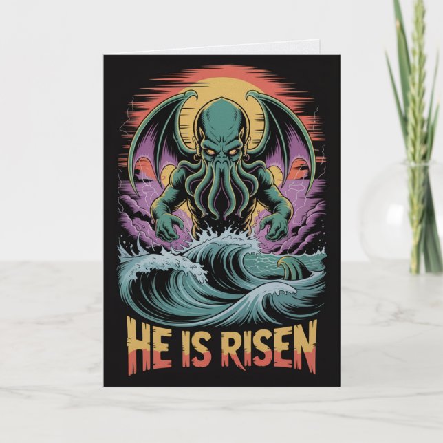 Cartão de Páscoa Cthulhu Ressuscitou (Frente)