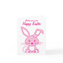 Cartão de Páscoa de coelho bonito, rosa