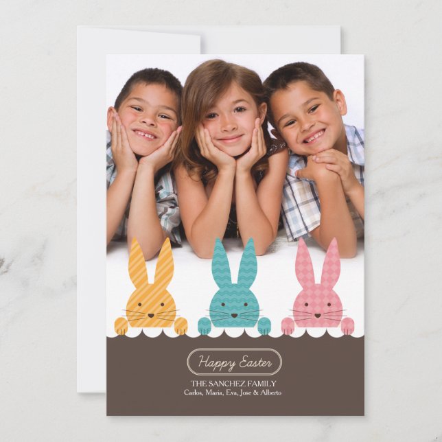Cartão de Páscoa de Fotografia Bunny Siblings (Frente)