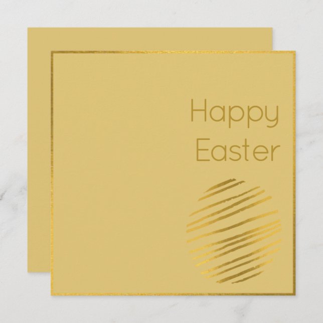 Cartão de Páscoa de Ovo Dourado Clássico (Frente/Verso)