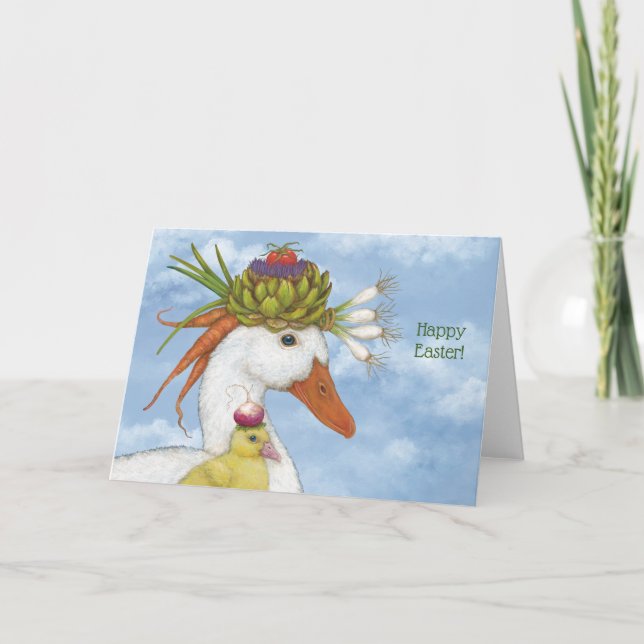 Cartão de Páscoa de pato e de pato (Frente)