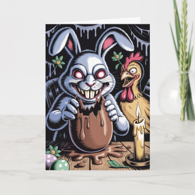 Cartão de Páscoa de Terror Surreal Assustador Féri (Frente)