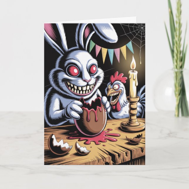 Cartão de Páscoa de Terror Surreal Assustador Féri (Frente)