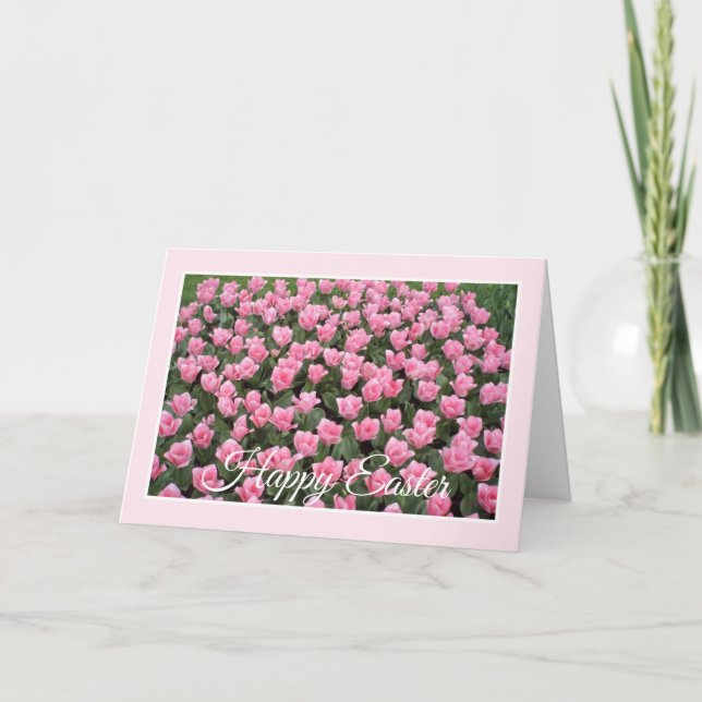 Cartão de Páscoa de Tulipas Rosa (Frente)