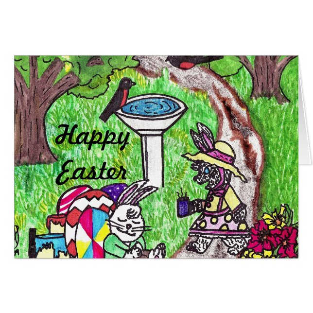 Cartão de PÁSCOA do Sr. COELHINHO OCUPADO (Frente Horizontal)