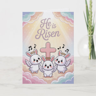 Cartão de Páscoa Estilo Kawaii Ele Ressuscitou