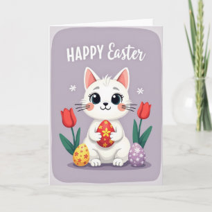 Cartão de Páscoa Felino de Ovo Floral