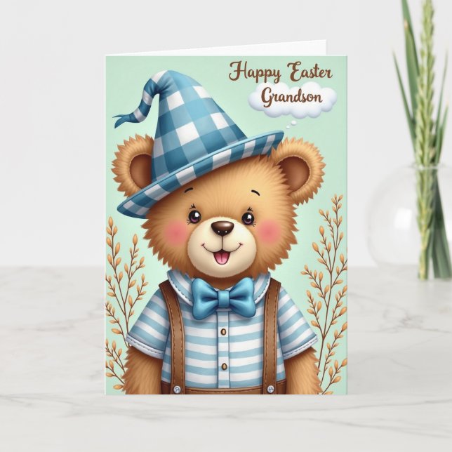Cartão de Páscoa Feliz para Neto Urso (Frente)