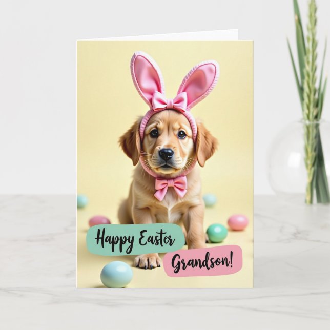 Cartão de Páscoa Ovos Pastel Cachorrinho (Frente)