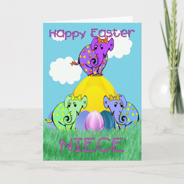 Cartão de páscoa para a Grécia com elefante na Pás (Frente)