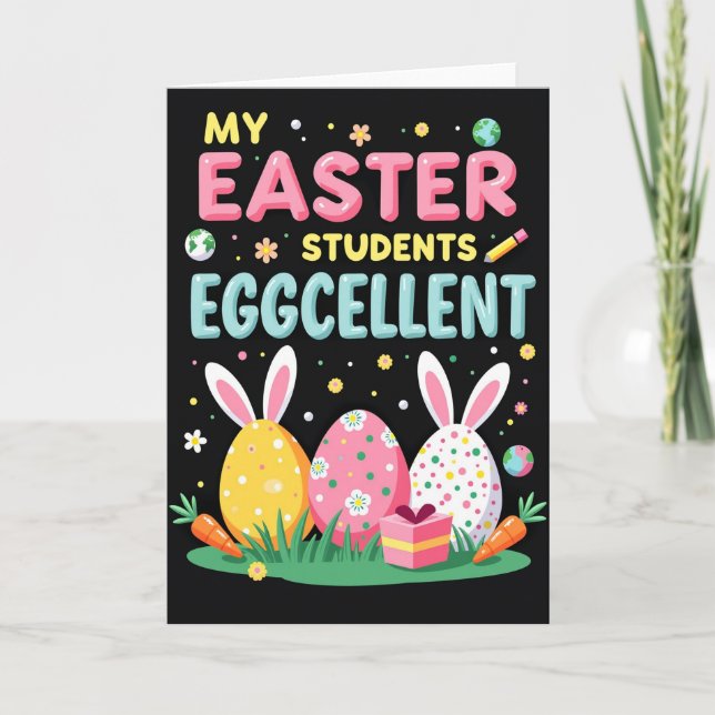Cartão de Páscoa para Alunos Eggcelentes (Frente)