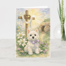 Cartão de Páscoa Religiosa Westie em Aquarela