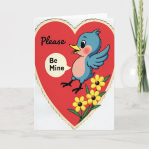 Cartão de Pássaro Vintage Por Favor Seja Meu